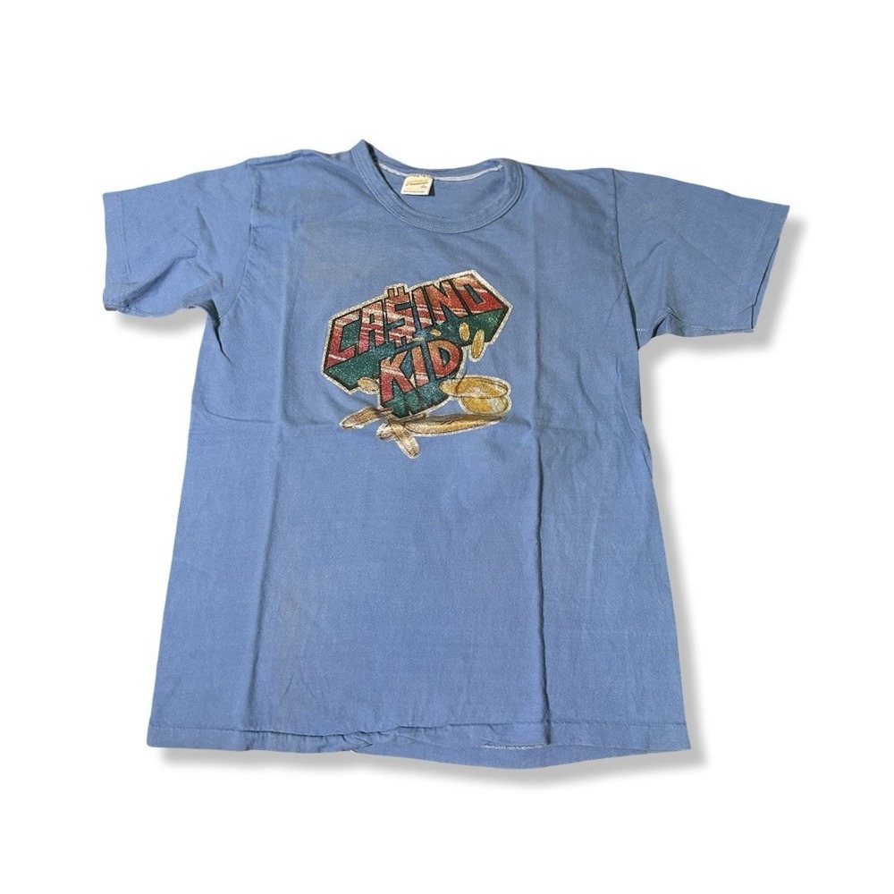 Vintage 70s Casino Kid Blue Ringer T Shirt Size Large Made In USA